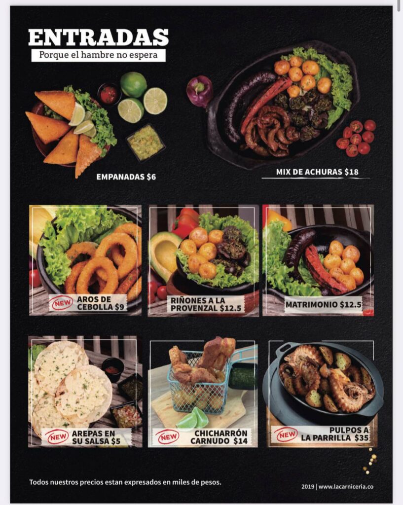 Carniceria Menu 1 Entradas
